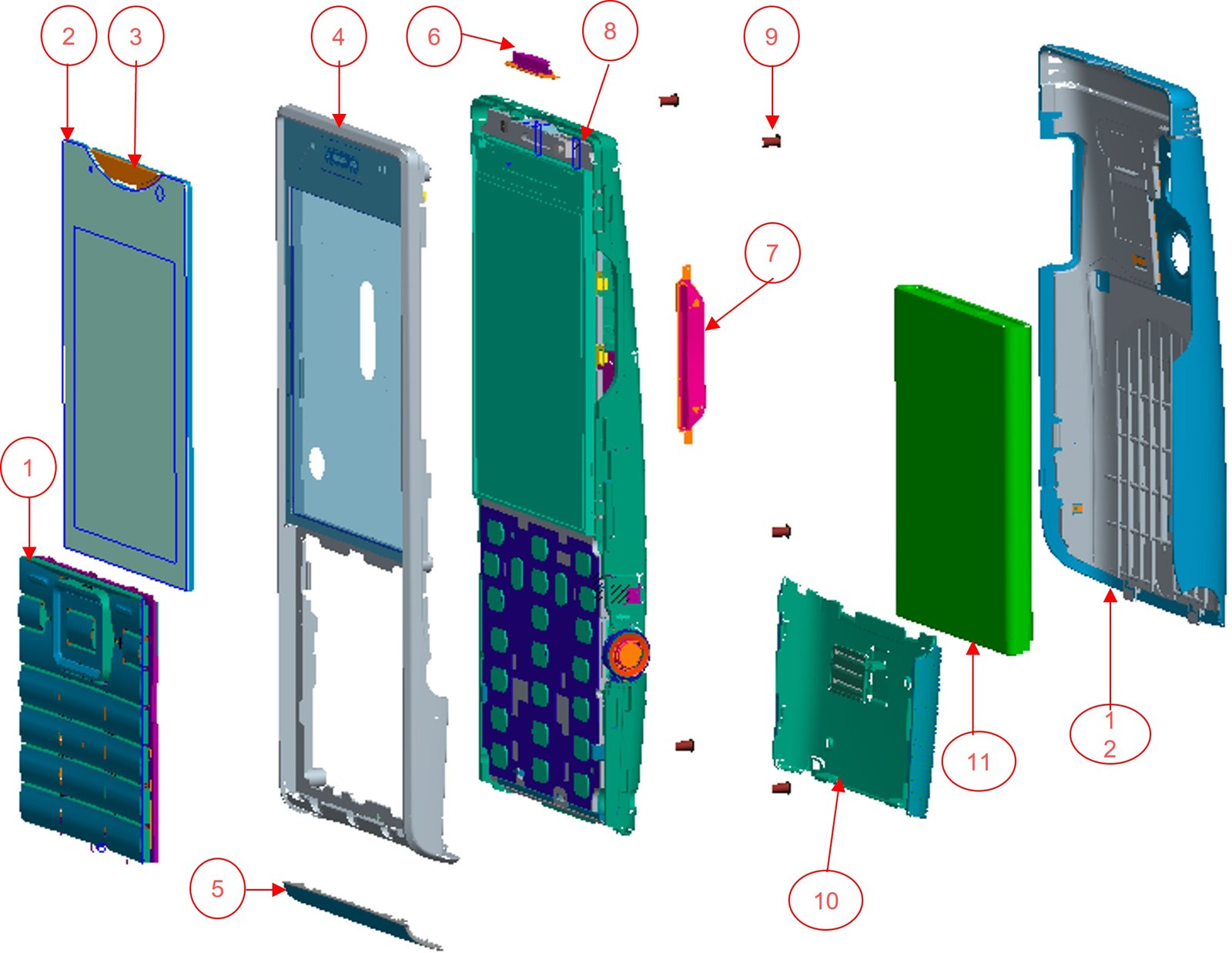 Sony J10 — Mobile Phone Mechanical Design Lead — structure view